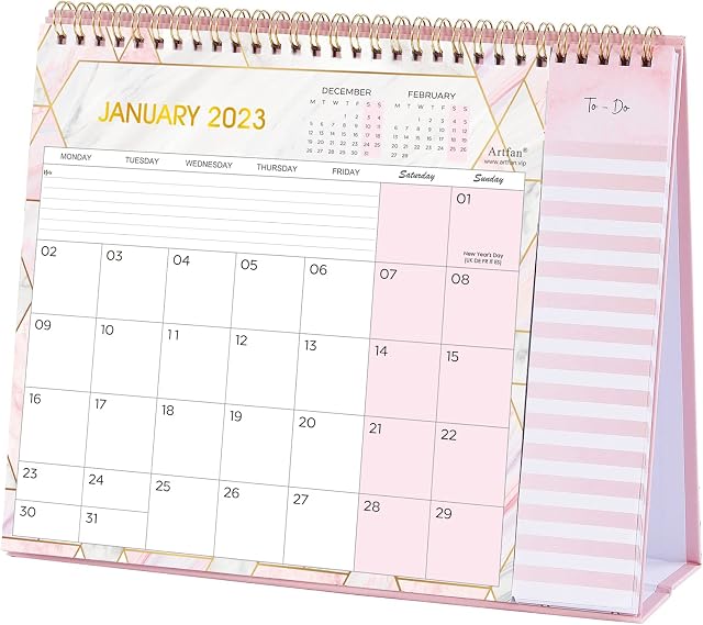 Desk Calendar 2023 - Desk Calendar Runs from January 2023 to December 2023 with To-Do Lists, 2023 Desk Calendar, Memo Pages, 26.7 x 21.8 x 7.8 cm