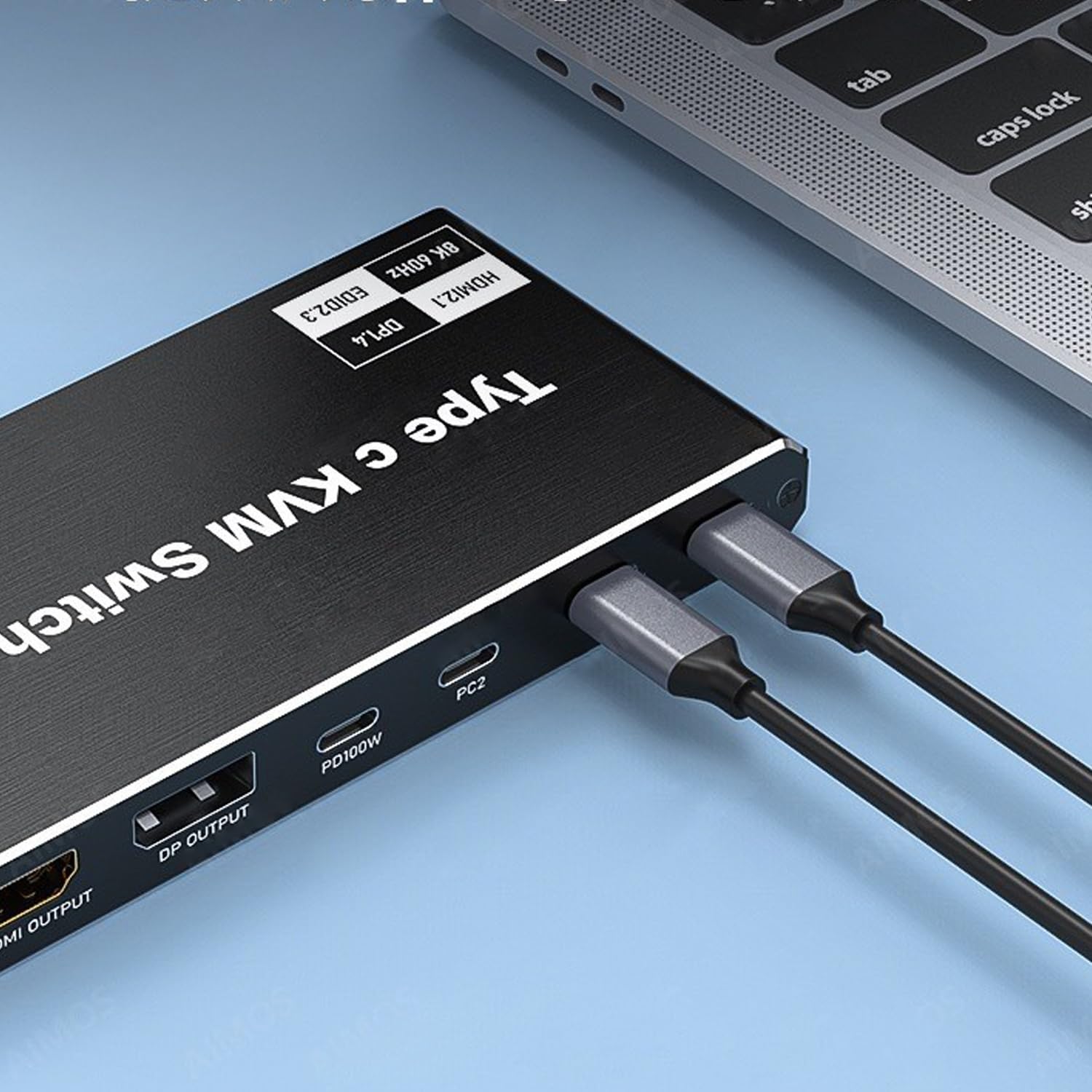 Commutateur KVM USB-C 2 en 1 sortie 8K à 60 Hz 4K à 120 Hz, pour Windows 11/10/8/7/Vista/XP, Mac OS X 10.9, compatible avec Thunderbolt 3 et Thunderbolt 4
