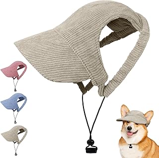 OFFCUP Hunde Baseballmütze Mütze Verstellbar Hunde-Sonnenhut mit Ohrlöchern Outdoor Hundecap Sommer Reise Hut Sonnenhüte Sonnenschutz Sport Sommer-Haustier-Visier für Welpen Katzen (Khaki, M)