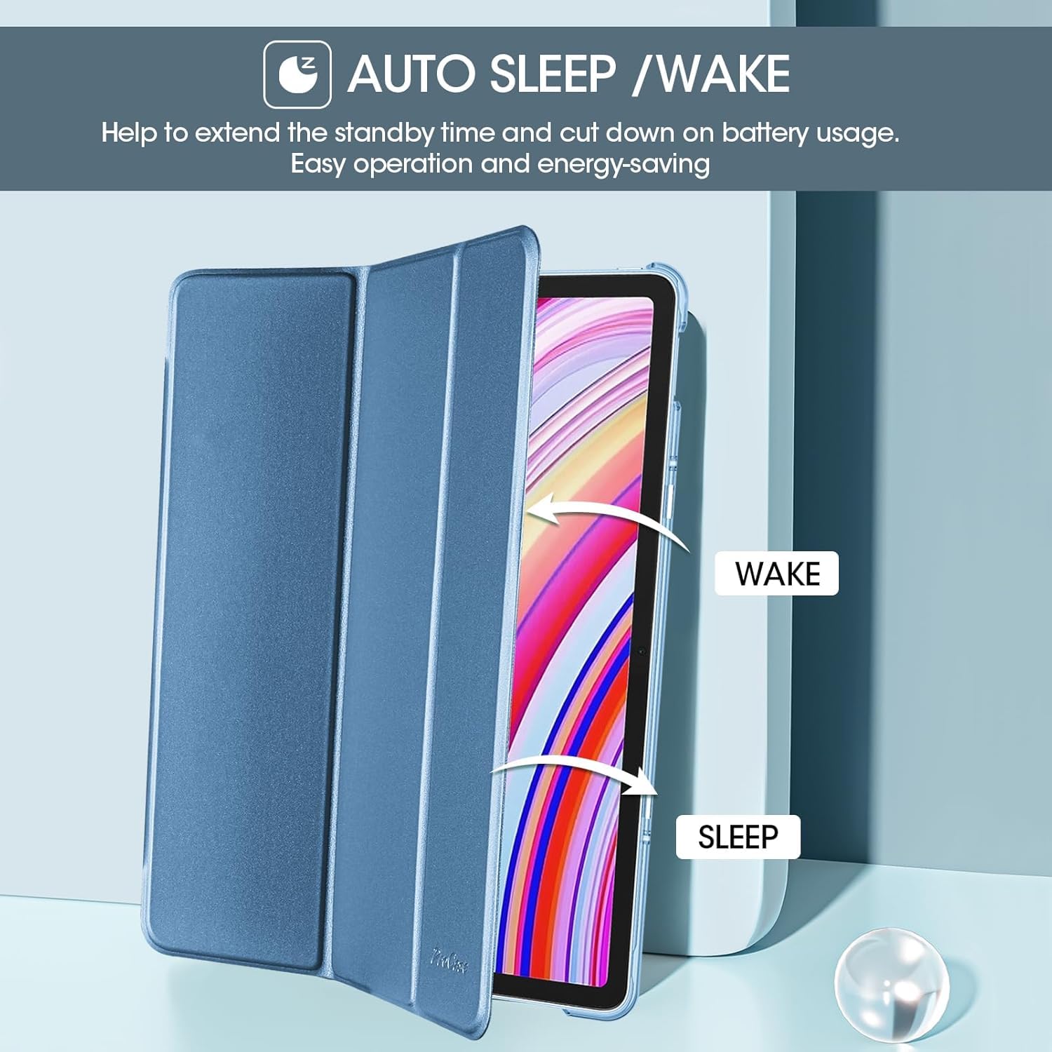 XunyLyee Cover per Xiaomi Redmi Pad Pro 12,1 pollici con Pellicola Vetro Temperato - Ultra sottile con funzione stand Custodia protettiva Auto Sleep/ Wake - Blu