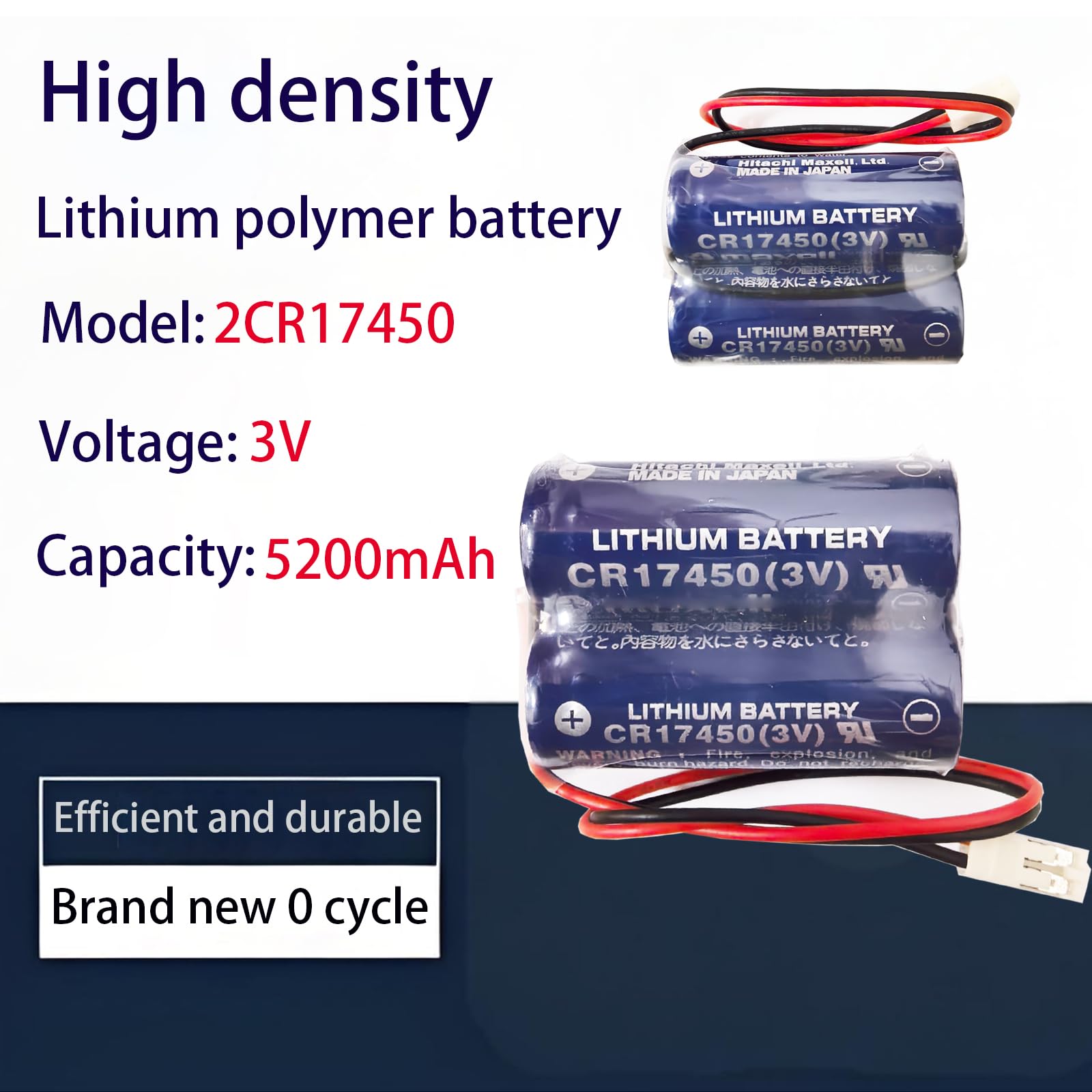Batería de repuesto CR17450 (3 V) 2CR17450 compatible con la batería de litio Maxell 2CR17450 con cable y enchufe, D80UB016150 con batería de repuesto de 3 V