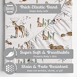 Baby Bassinet Sheets for Boy, Girl (Magic Forest) 2-Pack - Fitted Bedside Bassinet Sheets - Buttery Soft Cotton Blend for Standard Mattress Pad - Compatible with Halo BassiNest