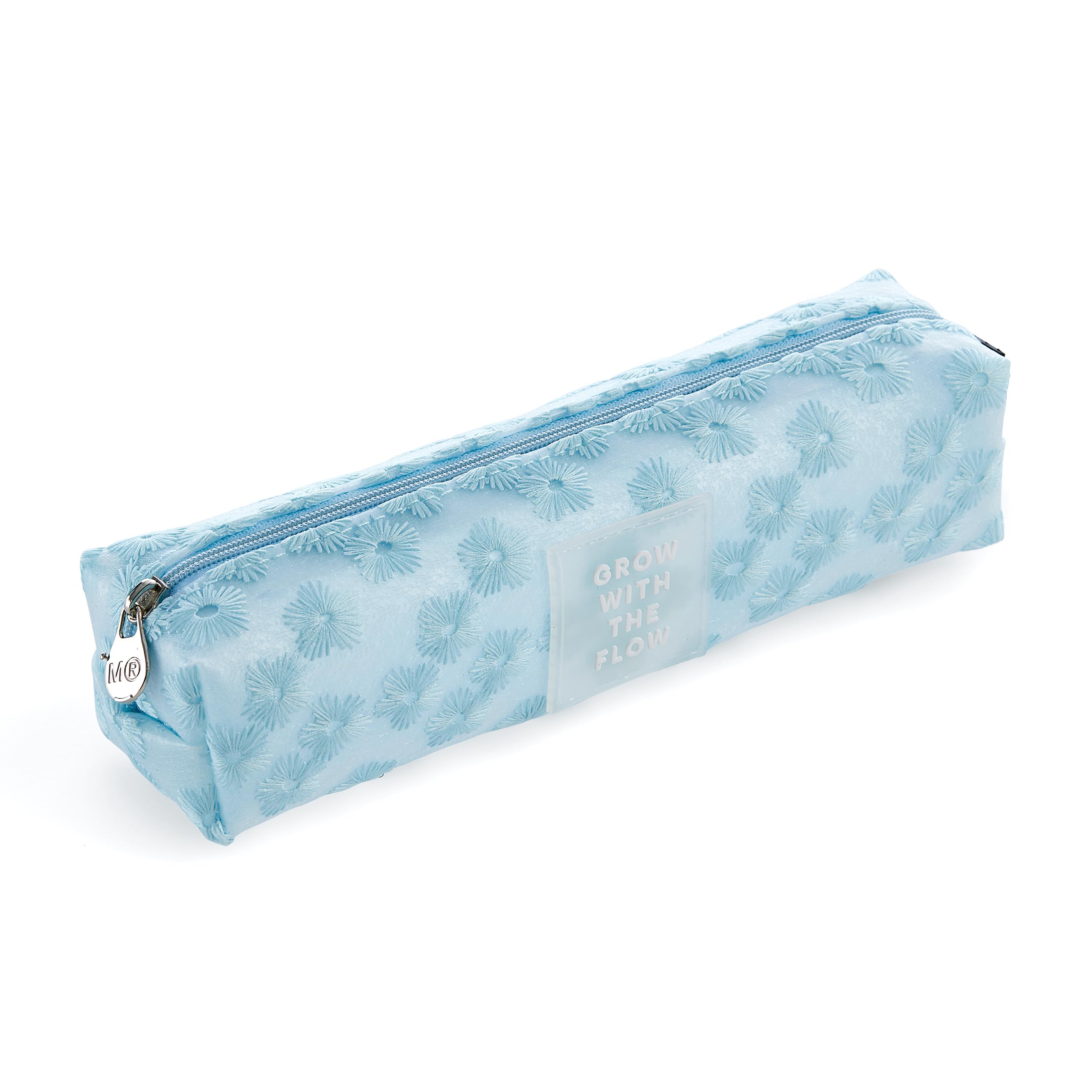Miquelrius - Portatodo Ovalado con Flores Bordadas, Estuche 1 Compartimento, Tamaño 200 x 45 x 45 mm, Material poliéster, Cierre Cremallera, Tirador metálico