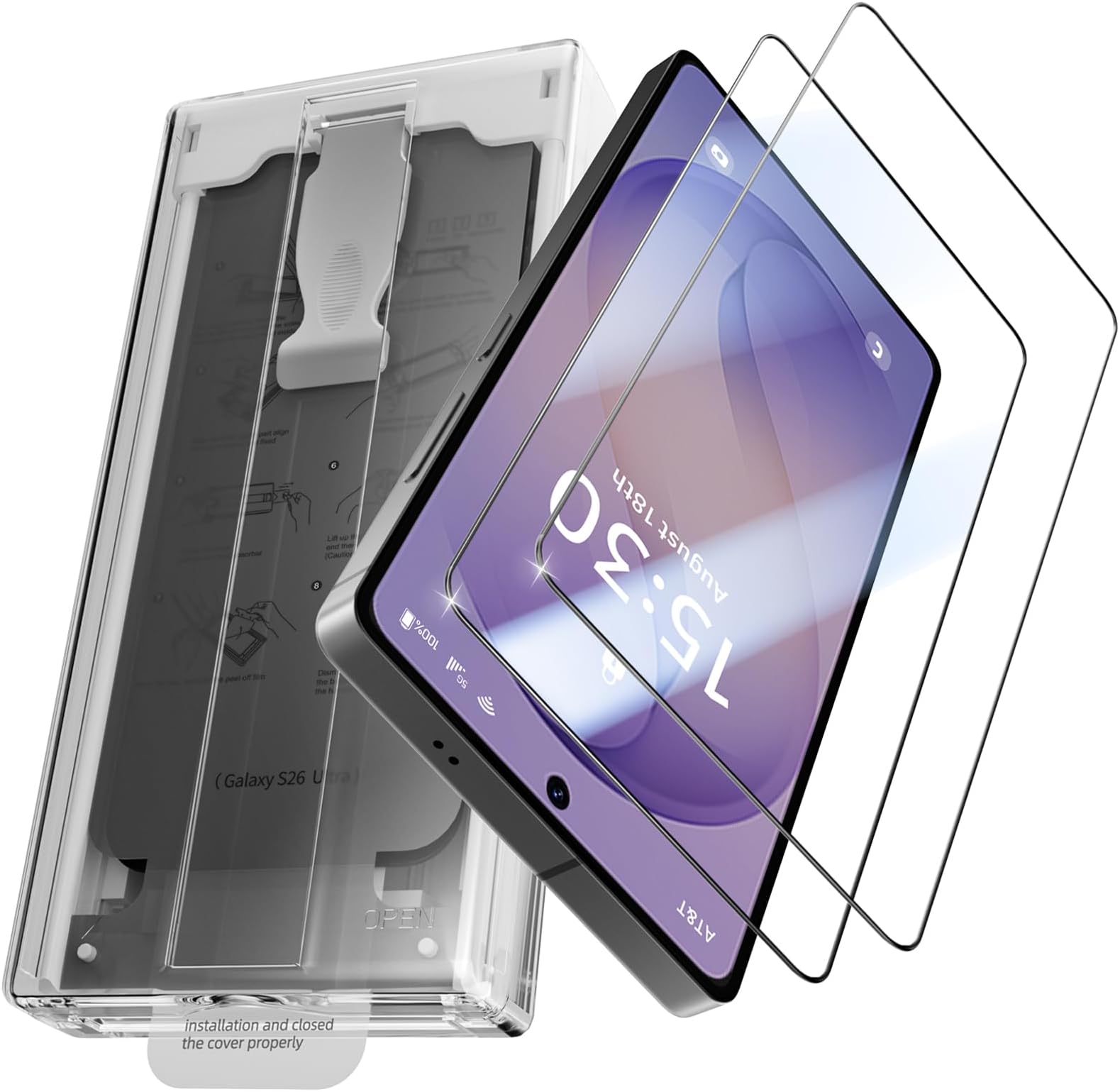 X-it for Samsung Galaxy S26 Plus Screen Protector HD Clear [Auto Alignment & Dust Removal],Bubble-Free & Self-Healing,[100% Ultrasonic Fingerprint ID] Easy Installation Full Coverage [Non-Glass] 2 Packs