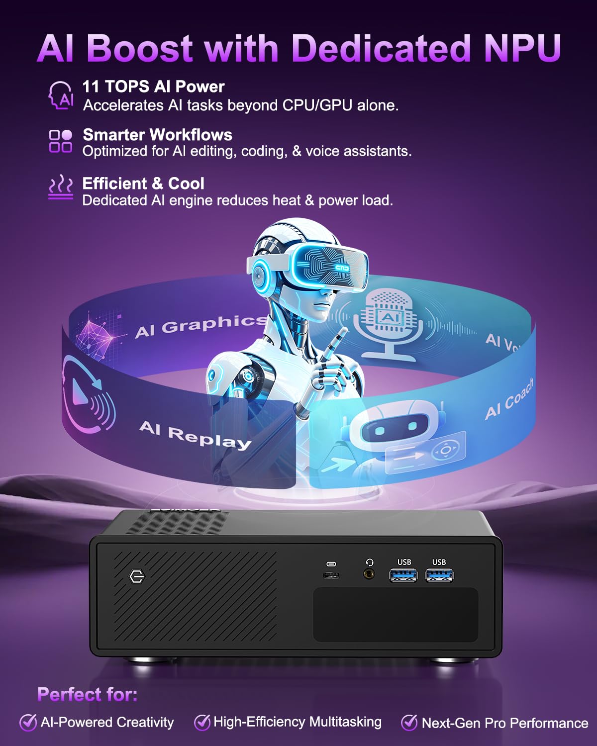 AI Mini PC Ultra 5-135H RTX 5050 8GB GDDR6 64GB DDR5 512GB NVMe SSD