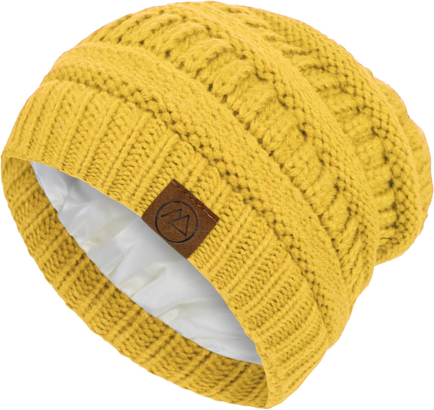 Beanies Women Satin Lined Beanie Winter Hats for Women Silk Lined Slouchy Beanie for Winter Warm Knit Cuffed Beanie Hat