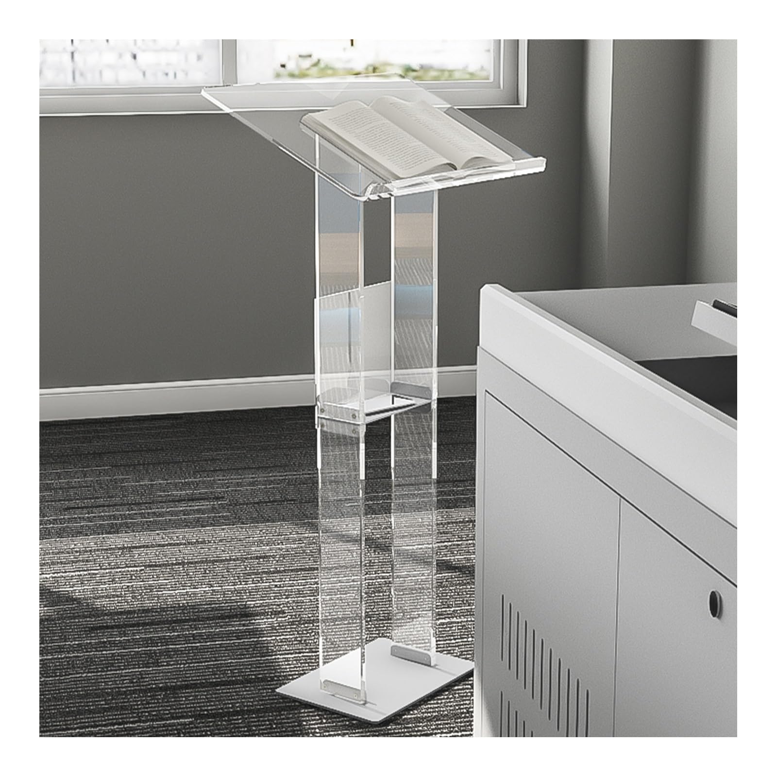 Generico Supporto per podio in Acrilico Trasparente Resistente - Leggio Professionale Moderno per Chiesa, aule, conferenze ed Eventi - Design Elegante per discorsi pubblici e presentazioni
