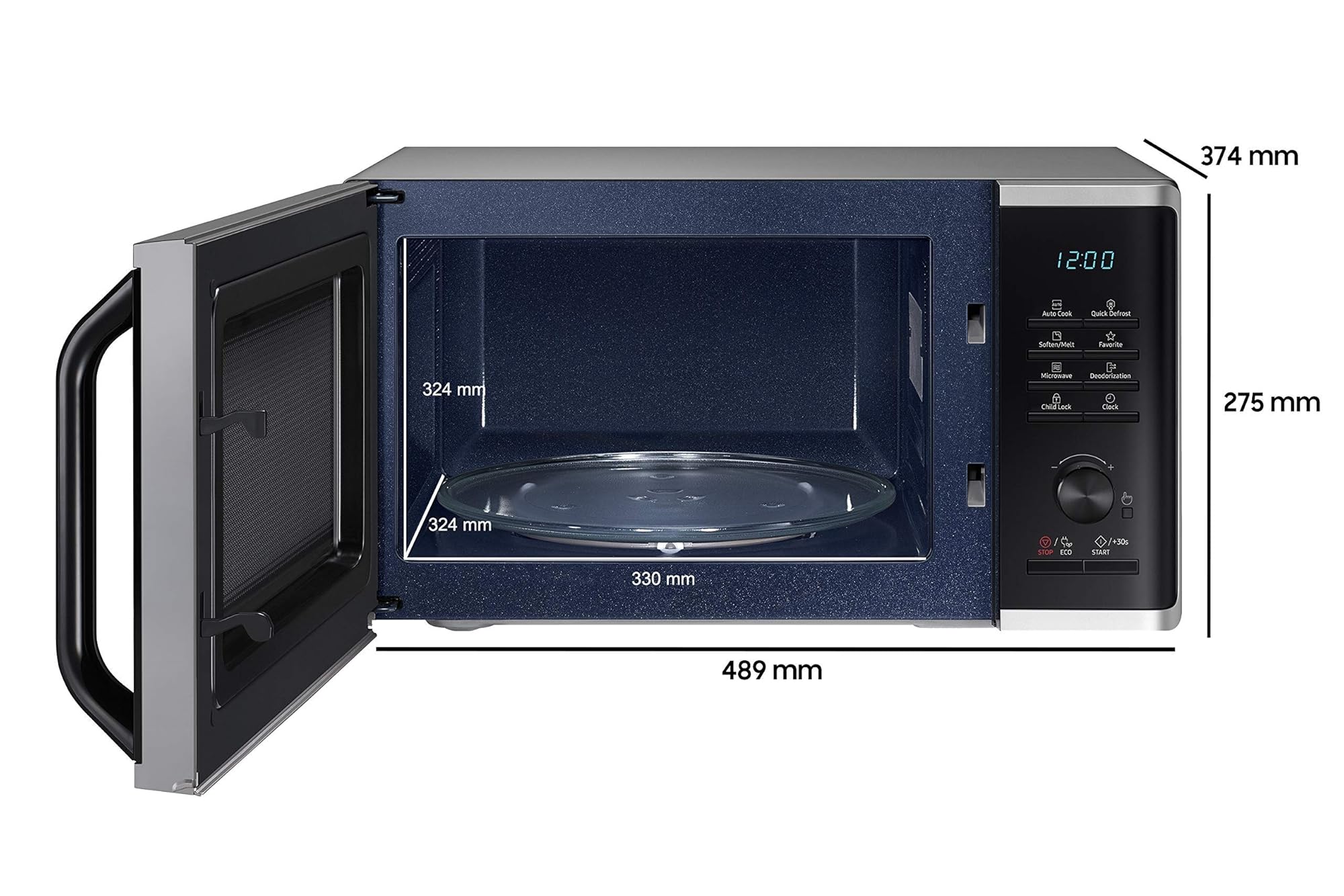 Samsung MS2AK3515AS/EG Mikrowelle 800 W 23 ℓ Keramik-Emaille QuickDefrost Silber