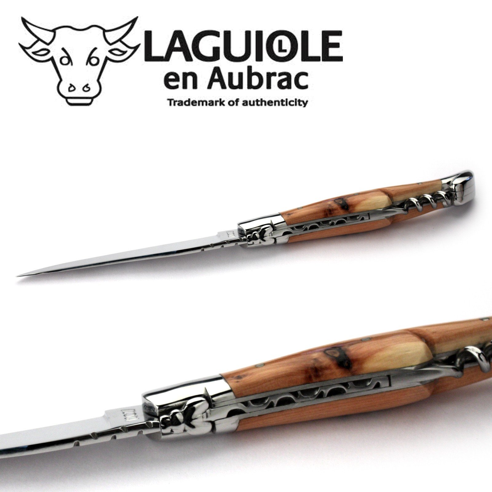 Laguiole En Aubrac Taschenmesser Mit Korkenzieher – 12 Cm Griff Aus Rinderknochen, 10 Cm Klinge Aus Sandvik-Stahl