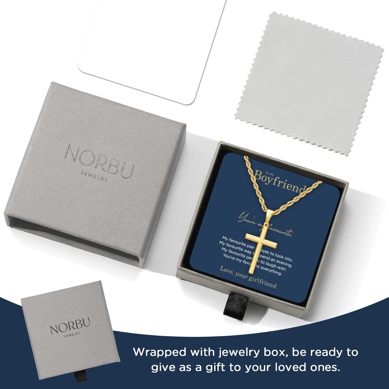 NORBU 925 Sterling Silver Cross Necklace for Men, Hypoallergenic Cross Pendant with Secure Lobster Clasp, Gold Religious Jewelry Gift for Baptism/Easter/Father's day - Image 6