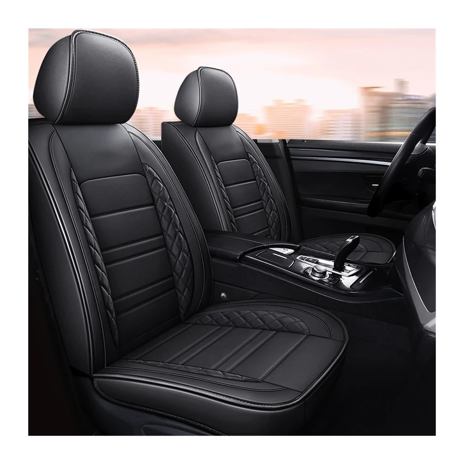 Jeiuvrao car seat cushion All-inclusive Four Seasons Anti-slip Dirt-resistant PU Leather Car Seat Cushion(Black)