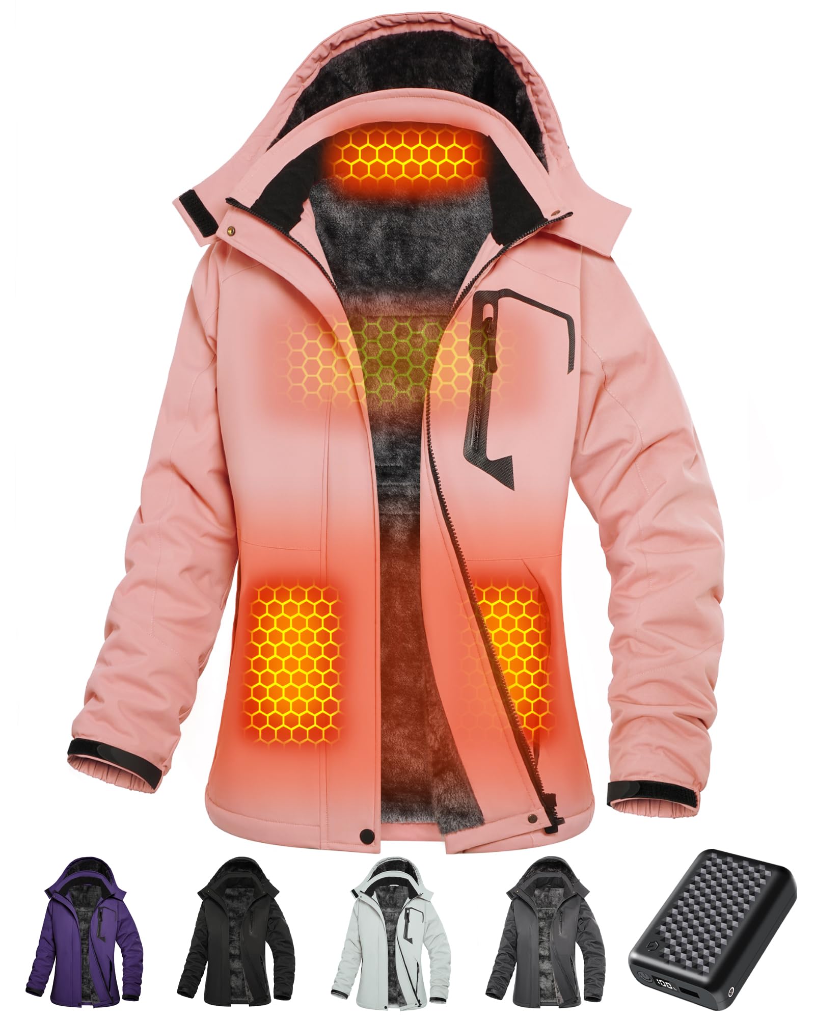 Wulcea Women Heated Jacket Graphene Tech Rain Snowboard Puffer Insulated Softshell Outdoor Winter Cool Birthday Gifts Idea Mother Daughter Wife Snow New Ideas Gift 2025 Christmas .M