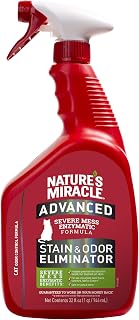 Nature's Miracle Advanced Cat Stain & Odor Eliminator Spray - Enzymatic Formula for Severe Urine, Vomit & Messes, 32 oz