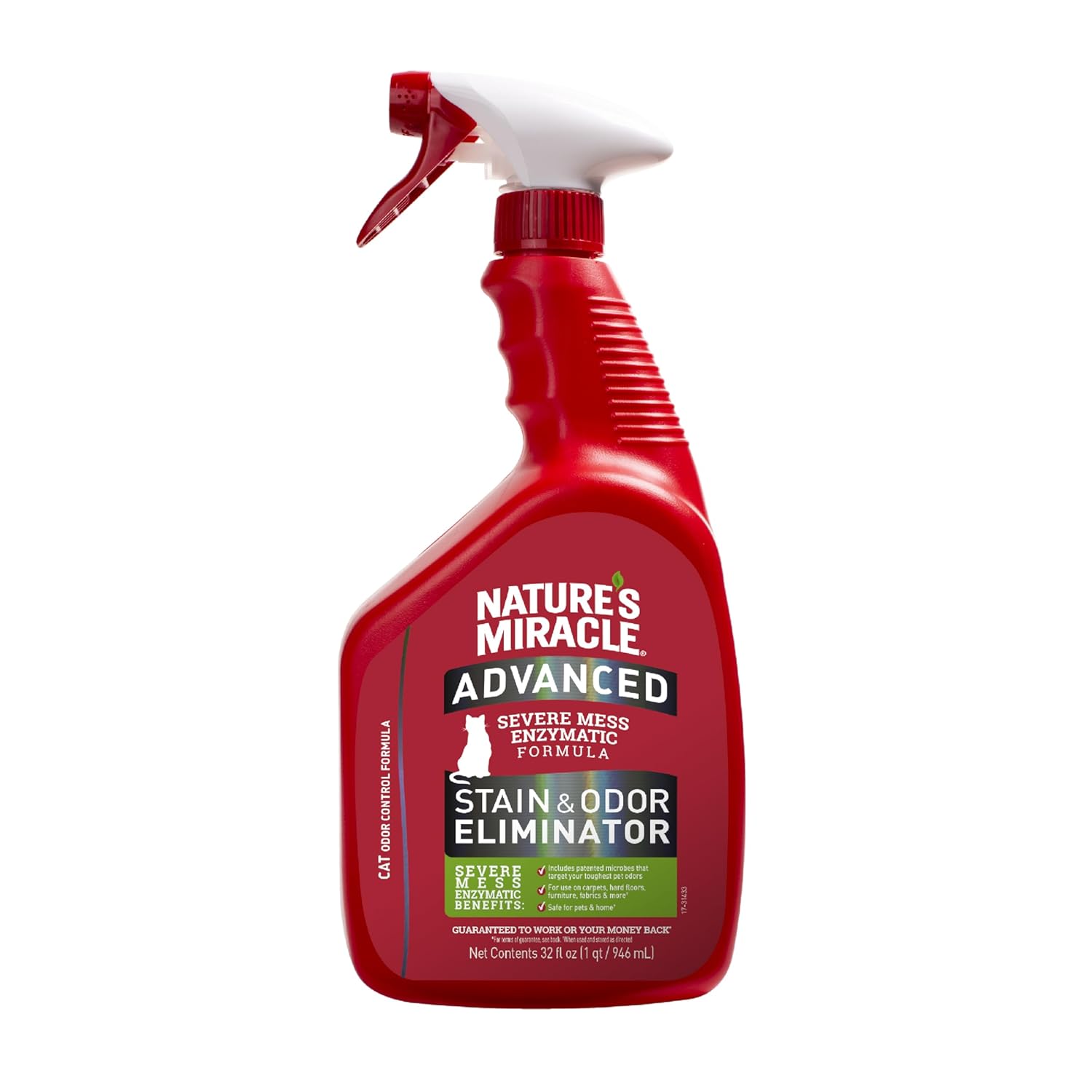 Natures Miracle Advanced Cat Stain and Odor Eliminator Spray Severe Mess Enzymatic Formula 32 fl oz