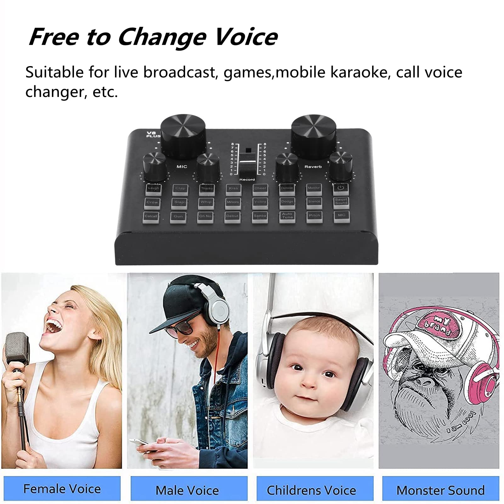 Karta dźwiękowa Bluetooth mikser audio z efektami dźwiękowymi zmieniacz głosu nagrywanie piosenek