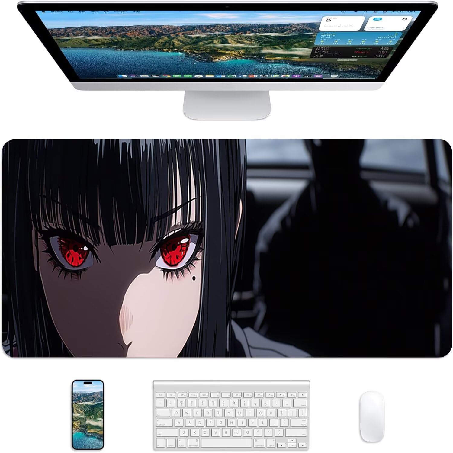 Podkładka pod mysz Lejnlnng XXL - 120 x 60 cm - Cartoon Big Gamer Mouse Pad, ciemna XL antypoślizgowa gumowa mata na biurko, wodoodporna podkładka pod mysz o wysokiej precyzji i szybkości JL-7164
