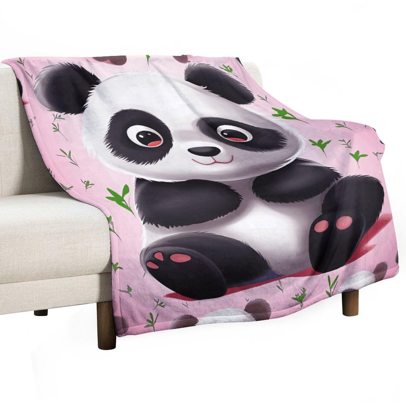 Couverture panda en flanelle douce pour lit et canapé de 140x178 cm