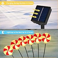 Vista 3 de Juego de 4 decoraciones de Navidad con piruleta solar, luces de jardín oscilantes de 8 modos, luces solares de Navidad para camino al aire libre