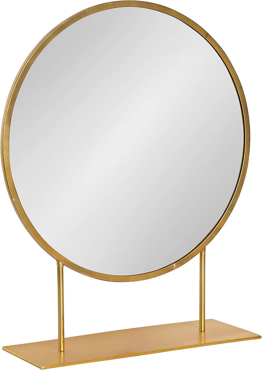 Kate and Laurel Rouen Modern Glam Round Metal Frame Table Mirror with Stand, Gold