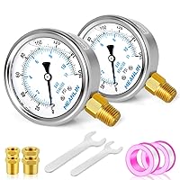 Vista 21 de MEANLIN MEASURE - Manómetro electromecánico de acero inoxidable, relleno de líquido, esfera con cara de 2.5 pulgadas, NPT de 1/4 de pulgada, agua