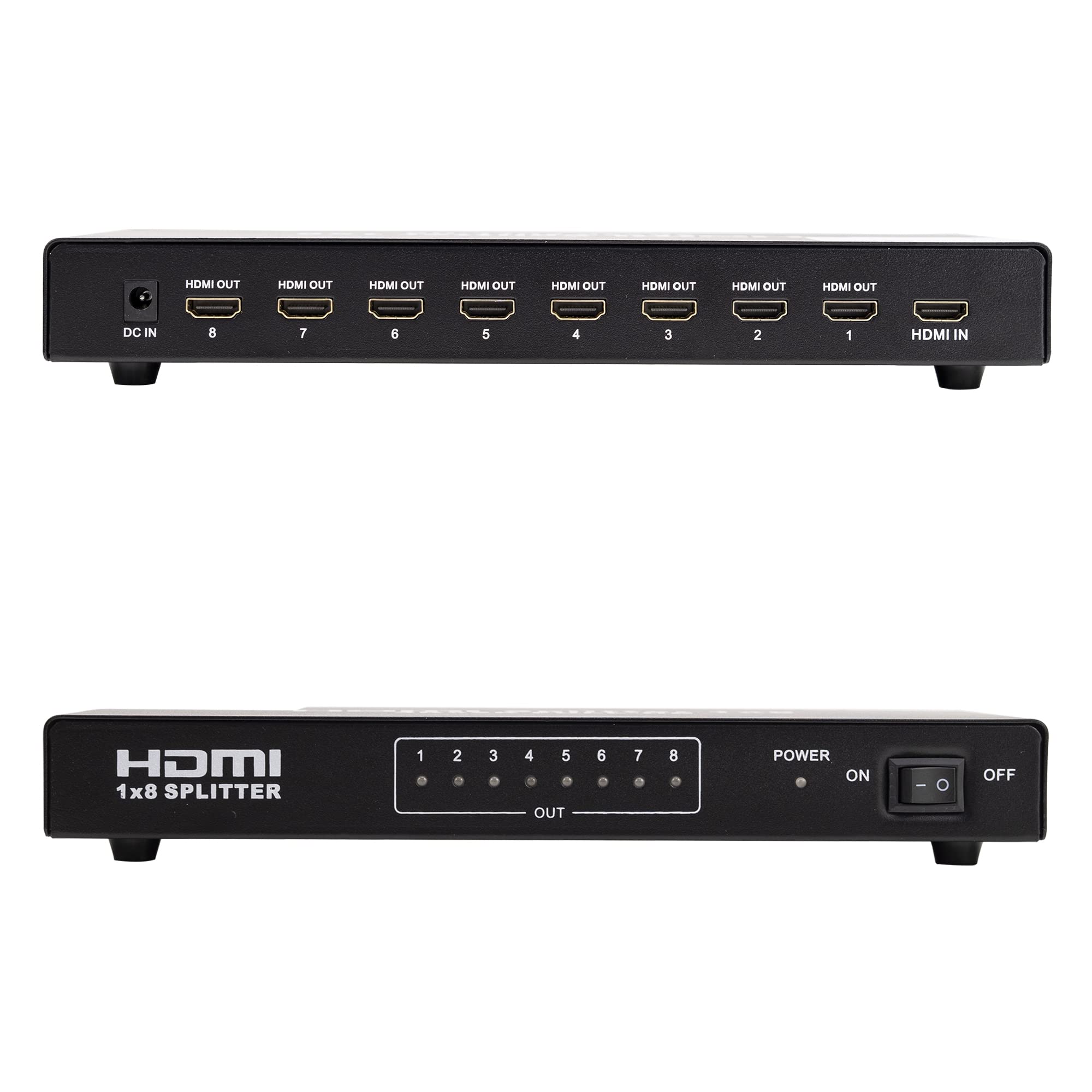 Divisor HDMI, HDMI Splitter 1.4 Premium 4Kx2K, 1x8 8 Puertos HDMI 1080P HDCP 1.3, 3D 4K Blue-Ray