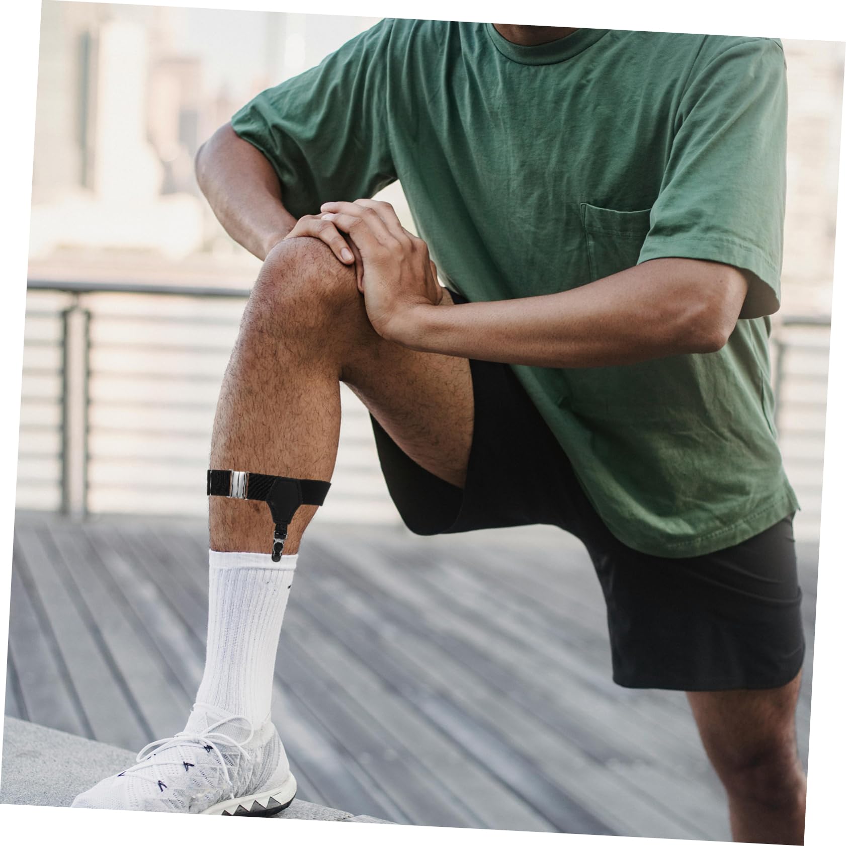 Beavorty Men Adjustable Sock Suspenders Garters Black Elastic Sock Holders with Clips Comfortable Easy to Use Sock Support Braces