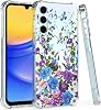 Compatible with Samsung Galaxy A15 Case, Samsung A15 5G Phone Case, Slim Soft Shockproof TPU Bumper Galaxy A15 Phone Case, Floral Beautiful Cover Floral Purple