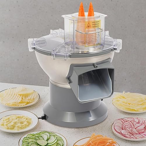 Miniatura 7 de Picador de verduras, procesador eléctrico de frutas y verduras de 200 W, cortador de tiras trituradas con 4 cuchillas, cortador multifuncional 4 en