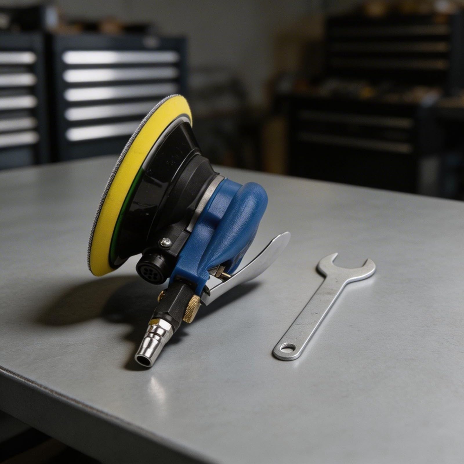 Lijadora orbital neumática de 6 pulgadas (150 mm), 13500 rpm, para pulido de coche y lijado de madera y metal, compacta con función de seguridad (6 pulgadas)