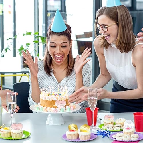 Miniatura 6 de 30 piezas de decoración para cupcakes de disco acrílico con espejo, hexagonal dorado, rosa redonda plateada y corazón dorado, decoración para tartas