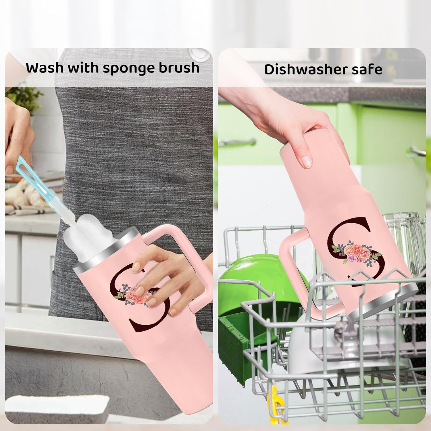 Birthday Gifts for Women,Monogrammed Tumbler with Handle,Personalized Gifts for Mom,Monogrammed Gift for Women,Customized Tumblers For Woman,Cute Tumbler with Straws,Funny Gift for Mom,Aunt-S - Image 5