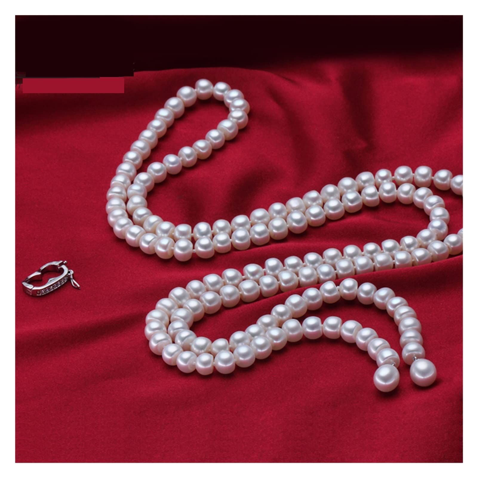 Lange Süßwasserperlen Halskette Modeschmuck Geschenk White Pearl