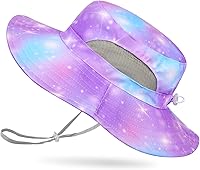 Vista 21 de Sombrero de sol para niñas de 2 a 8 años de malla con protección UV, sombrero de playa plegable para niñas de 2 a 8 años