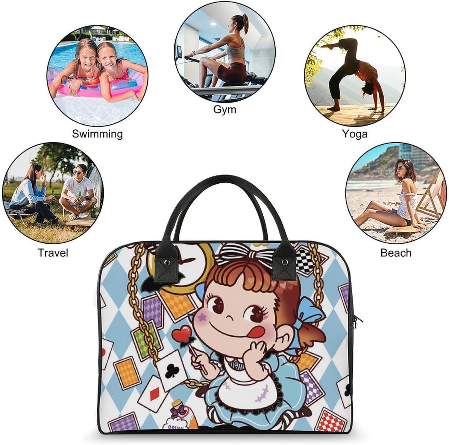 [Tavinesd] ペコちゃん ハンドバッグ メンズハンドバッグショッピングバッグエコバッグ 耐久性のあるショルダーコンビニエンス