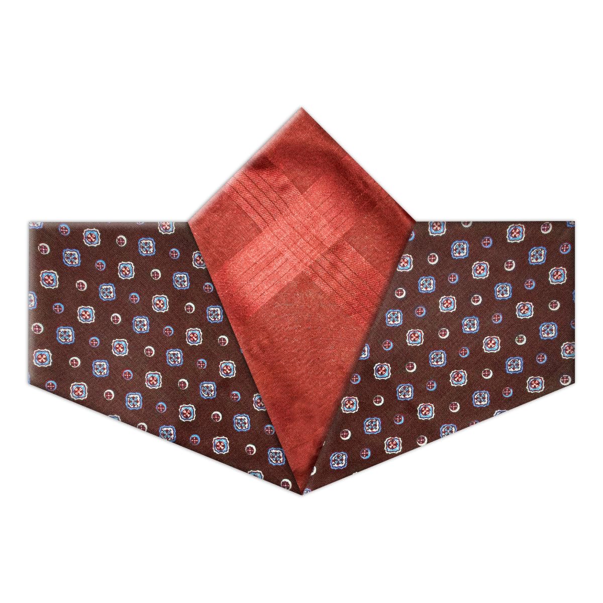 Warwick & Vance Men's Red 100% Cotton Handkerchiefs Pack Of 3, Patterned Hankies With Satin Stripe Borders, 40 X 40Cm