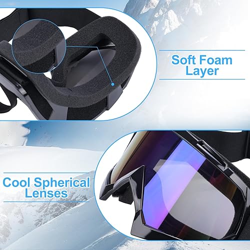 Miniatura 4 de VSIFEHSO Gafas de esquí ligeras para snowboard, con visión amplia, protección UV, compatible con casco, gafas de nieve para hombres y mujeres, gafas