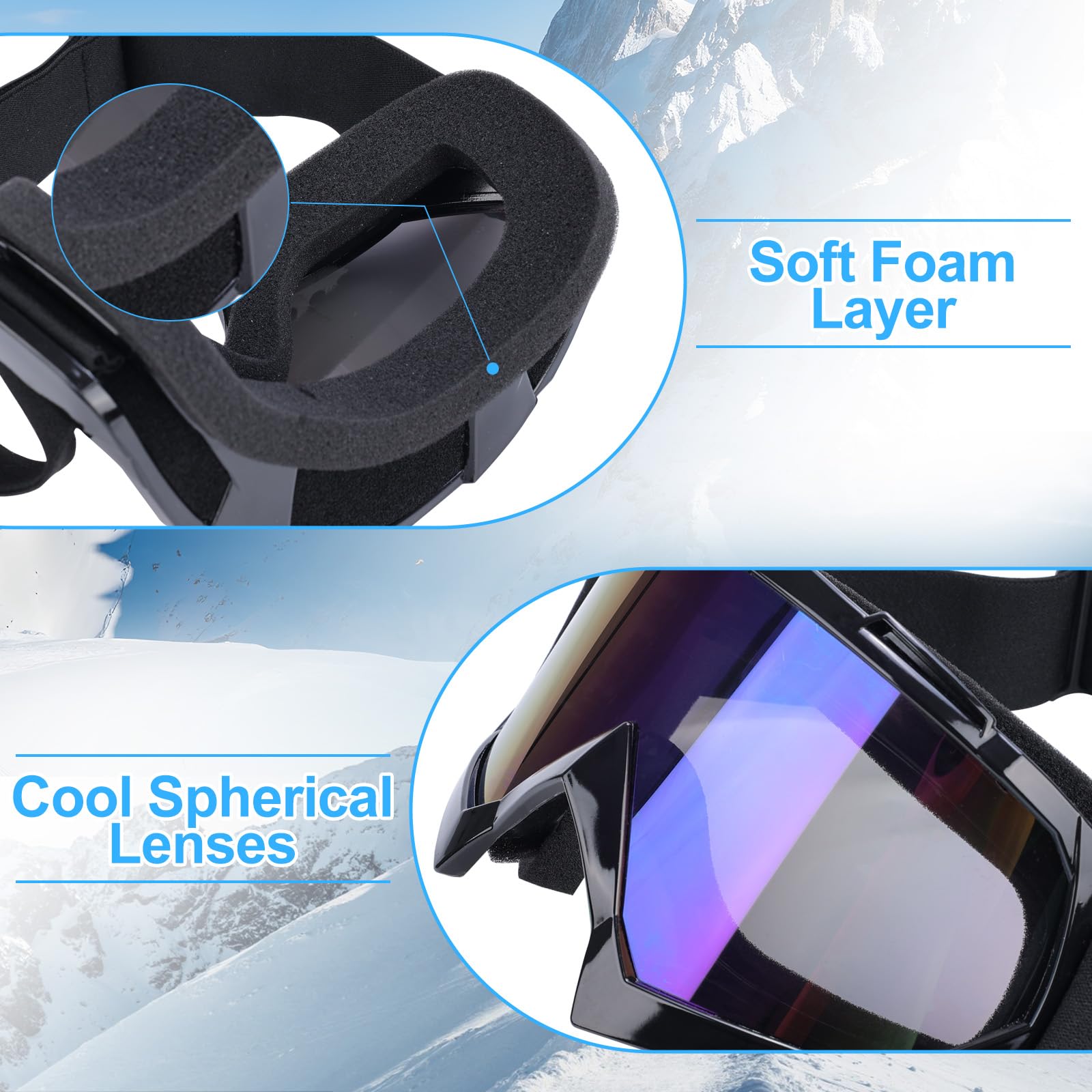 Lunette de Ski Anti-Buée UV Protection 100% Homme pour Ski Cyclisme Snowboard
