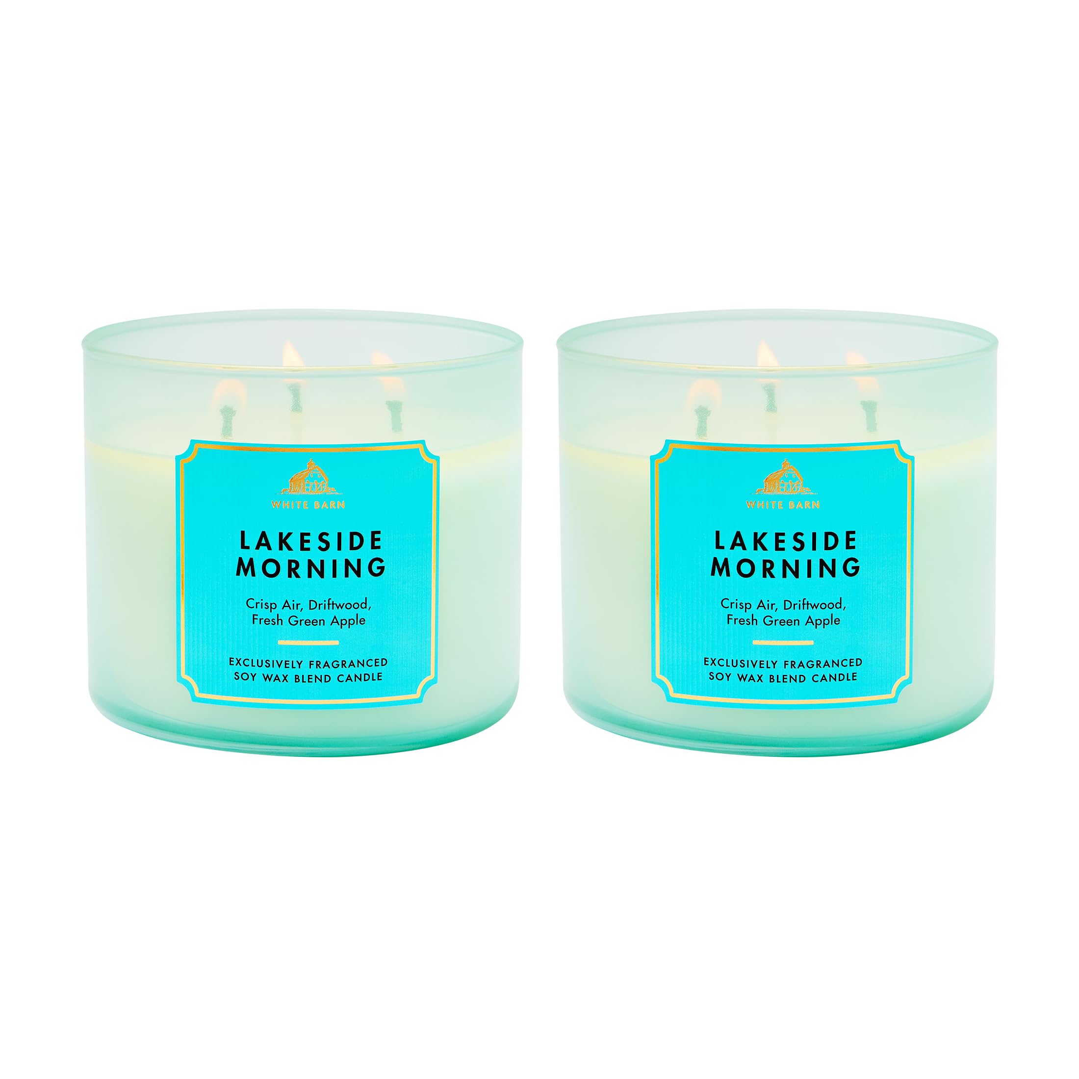 Bath &amp; Body Works 3-Wick Candle, Lakeside Morning, Soy Wax Blend, 2 Pack