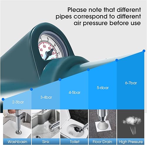 Miniatura 7 de TheElves Émbolo de inodoro resistente, herramienta eléctrica de alta presión para eliminar obstrucciones, potente émbolo de baño para limpieza de