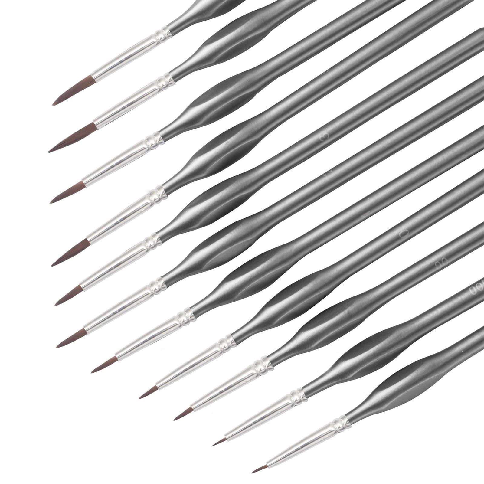 11Pcs Fine Detail Paint Brush Miniature Brushes for Acrylic Watercolor Gouache Oil Face Painting Scale Model Figurines Delicate Illustrations Brush Set