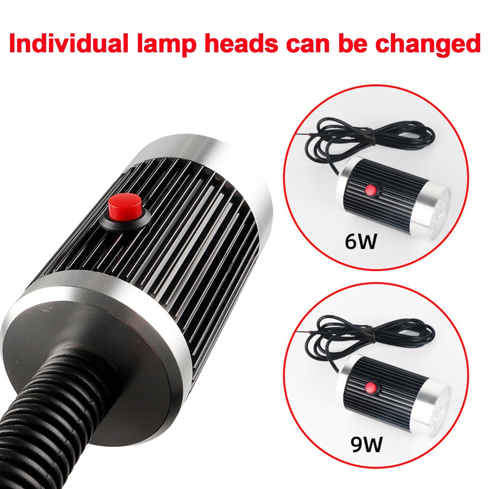 Luce da lavoro a LED, luce da lavoro a LED for macchine utensili, luce a collo d'oca 6W 220V, luce for utensili da officina for tornio, banco da lavoro, macchina da cucire, griglia(Y1-6W-24V)