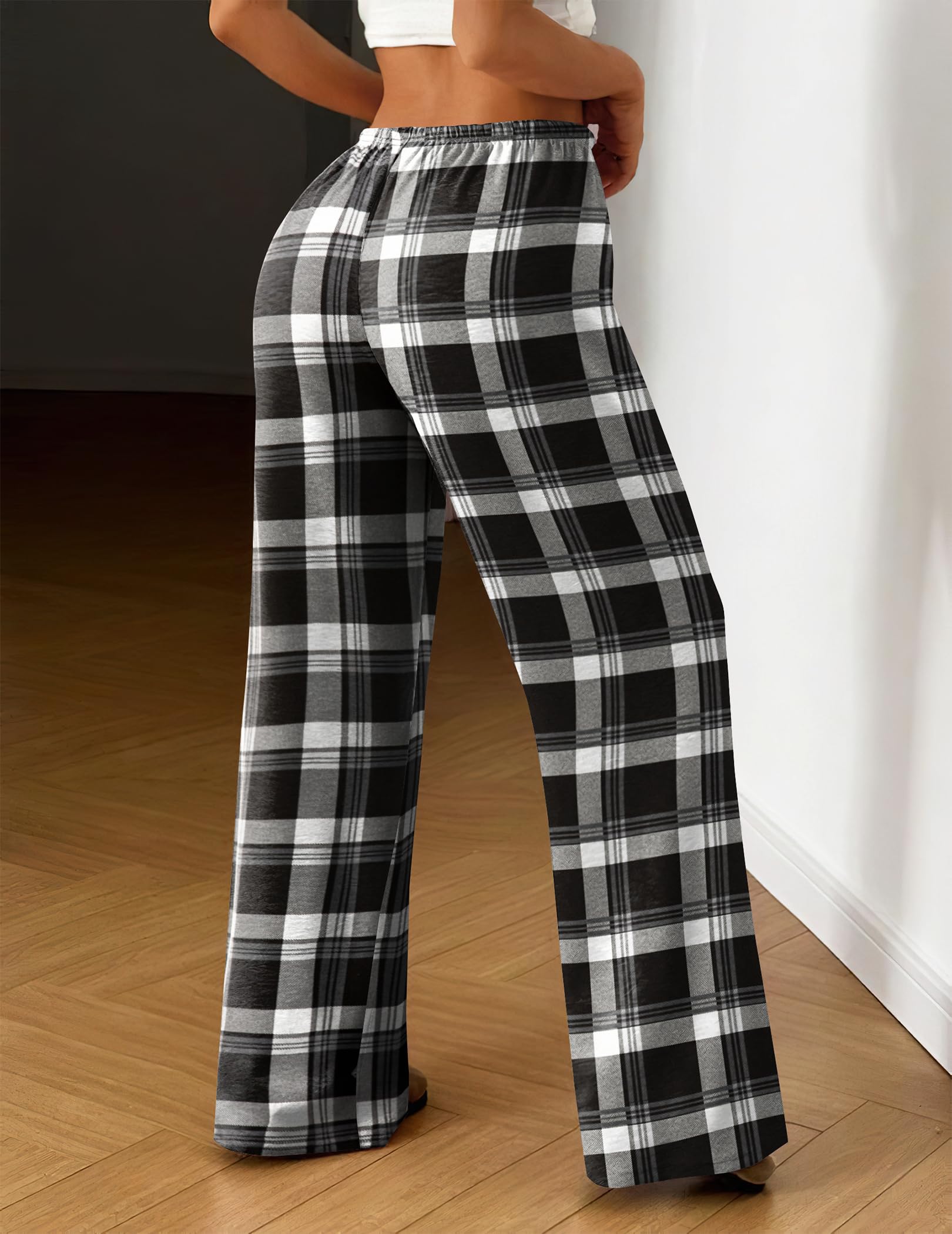 Ekouaer 2 Pièces Bas de Pyjama Femmes Pantalon Pyjama Femme à Carreaux Pantalon de Nuit avec Poches Doux Pantalon Long Vêtements de Nuit S-XXL