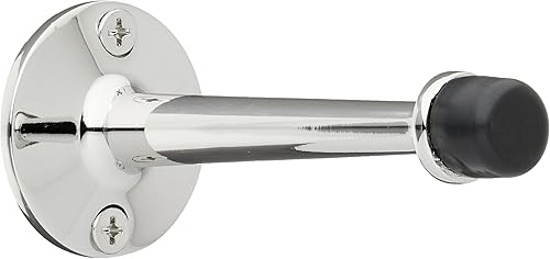 Miniatura 3 de idh by St. Simons 13004-015 Tope de puerta de zócalo de latón macizo de alta calidad con 2 agujeros para tornillos, 3-3/4 pulgadas, níquel satinado