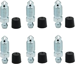 6 PCS Brake Bleeder Screws,Bleeder Valve,Bleeders,Caliper Bleeder Screw with Rubber Cap M10x1.0-32.8mm,H9409-6,105396,Standard Metric Bleeding Screws Bleed Kit
