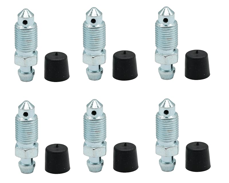 Parafusos de sangria do freio abczok M10x1,0 x 32,8 mm com tampas de proteção – 6 unidades