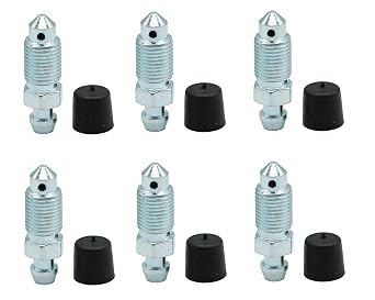 6 PCS Brake Bleeder Screws,Bleeder Valve,Bleeders,Caliper Bleeder Screw with Rubber Cap M10x1.0-32.8mm,H9409-6,105396,Standard Metric Bleeding Screws Bleed Kit