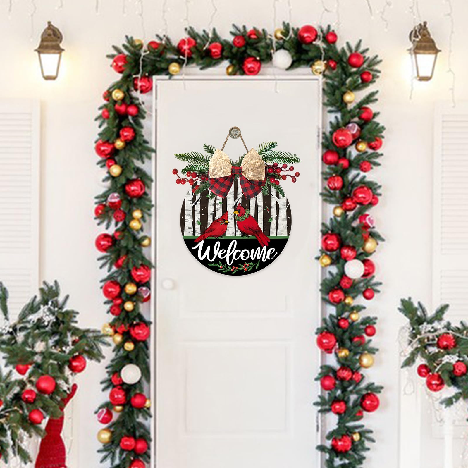 クリスマス 木製 WELCOME サイン Amazon.co.jp: Deroro Welcome Christmas カーディナルフロントドア