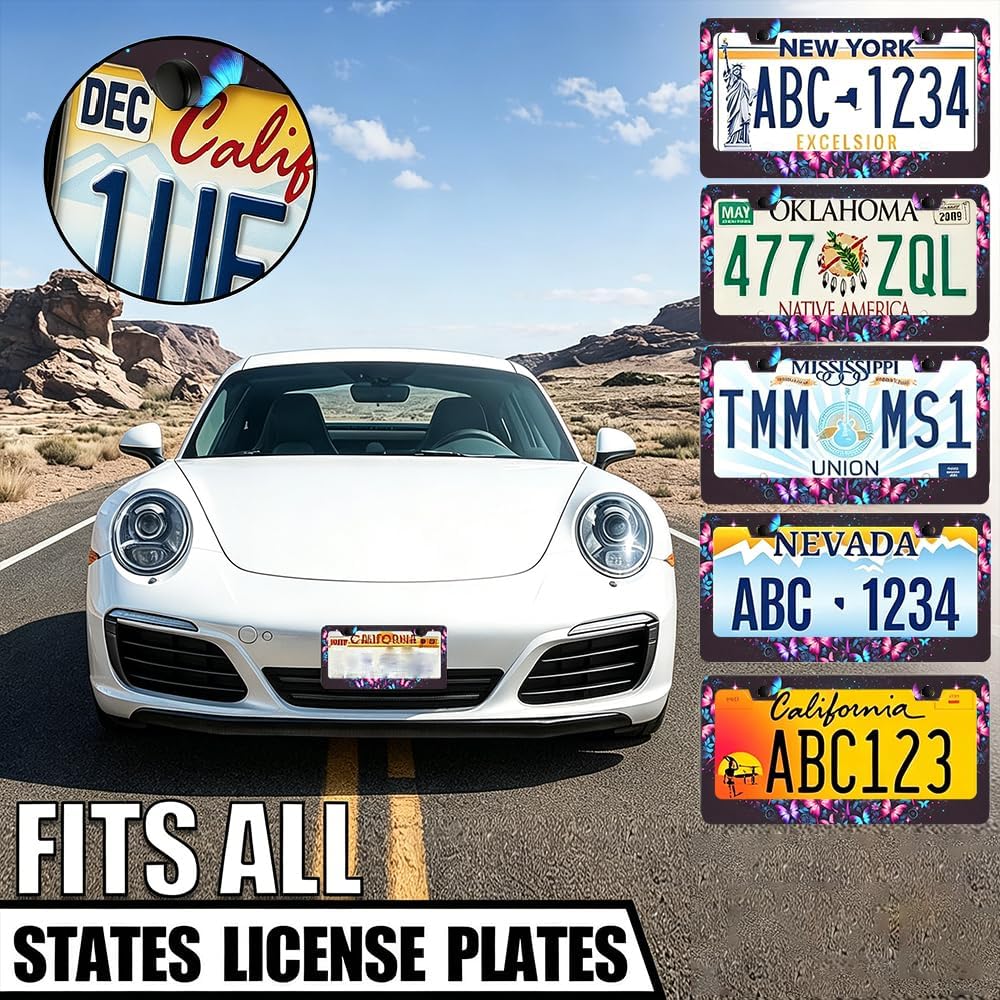 Colorful Butterfly License Plate Frame - Floral Car Accessory image 5