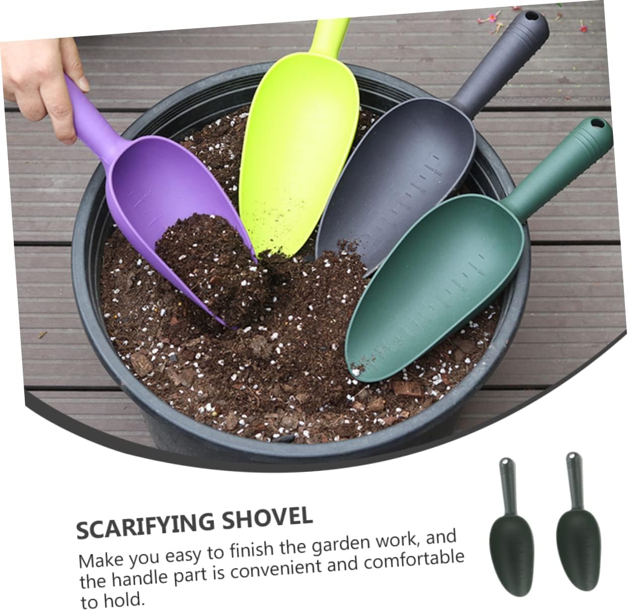Yardwe 2pcs Plastic Soil Shovels for Gardening Lightweight Transplanting Tools with Ergonomic Handle for Home Planting and Garden Use and Material