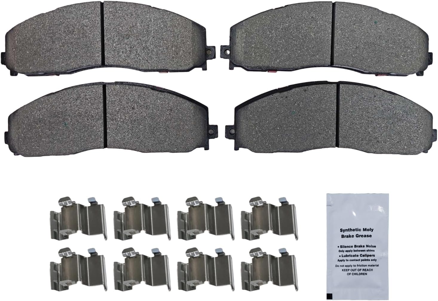 HUSCH D1680 Front Ceramic Brake Pads Kit Fit For Ford F-250 Super Duty 2013-2021, For F-350 Super Duty 2013-2021, For F-450 Super Duty 2013-2016